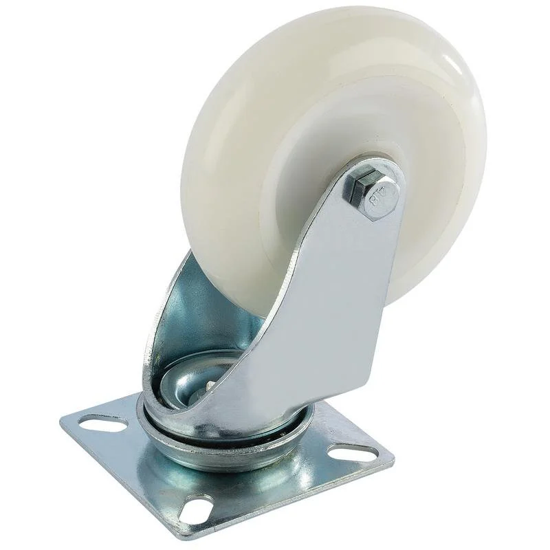 DRAPER 100mm Dia. Swivel Plate Fixing Nylon Wheel - S.W.L. 125Kg