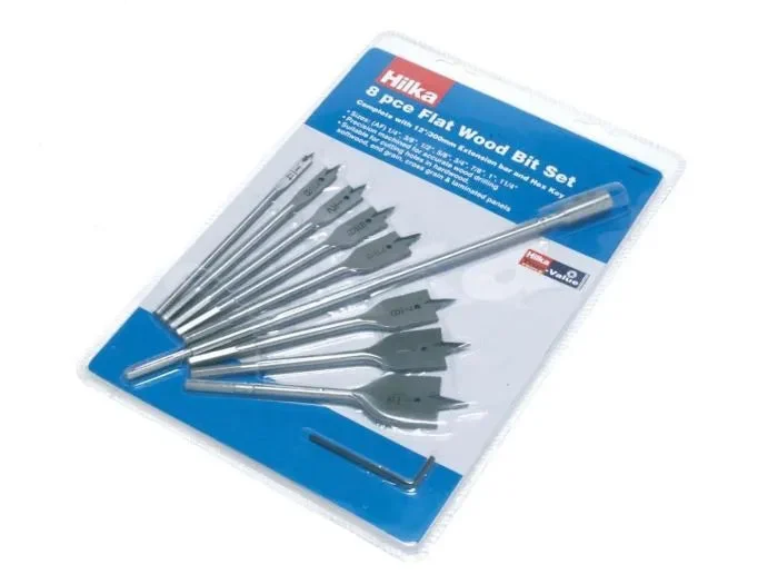 Hilka 10-Piece Flat Wood Boring Bit Set