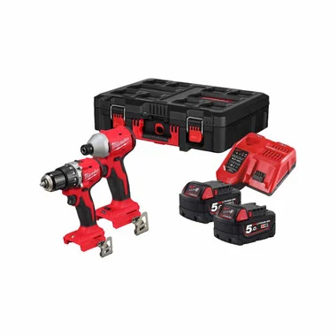 Milwaukee M18 BLPP2D3-502P 18V Brushless Twinpack with 2x 5.0Ah Battery, Fast Charger & Packout Case