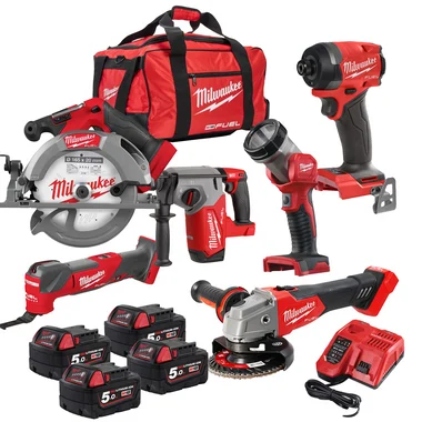 Milwaukee M18FPP6P3-504B 18V 6 Piece Power Pack with 4x 5.0Ah Batteries