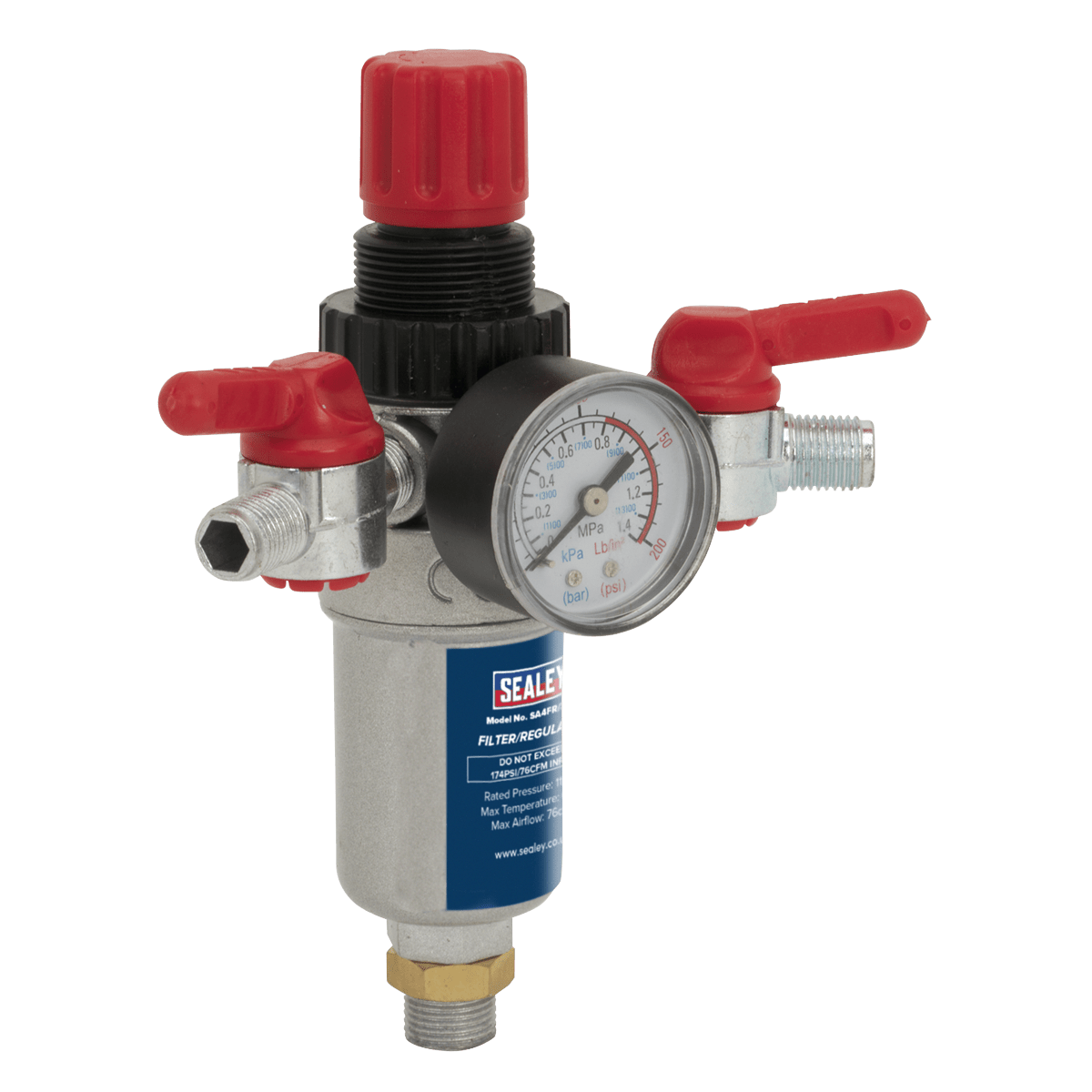 Sealey SA4FR/38 Air Filter/Regulator 3/8"BSP Male - 1/4"BSP Male