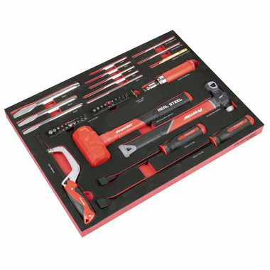 Sealey TBT66 Premier Striking, Pry Bar, Hacksaw & Impact Screwdriver Set with Tool Tray 3 (9 Pieces)
