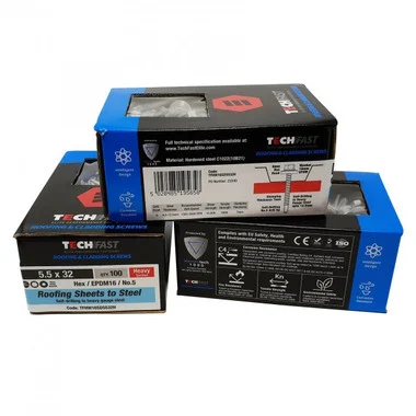 TechFast 5.5 x 80mm No.5 Roofing Sheet to Steel Hex Screw with Washer TFHW16SD5580H (100 Pack)