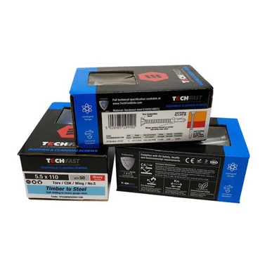 TechFast 5.5 x 85 mm No.5 Timber to Steel CSK/Wing Screw TFCUWWSD5585H (100 Pack)
